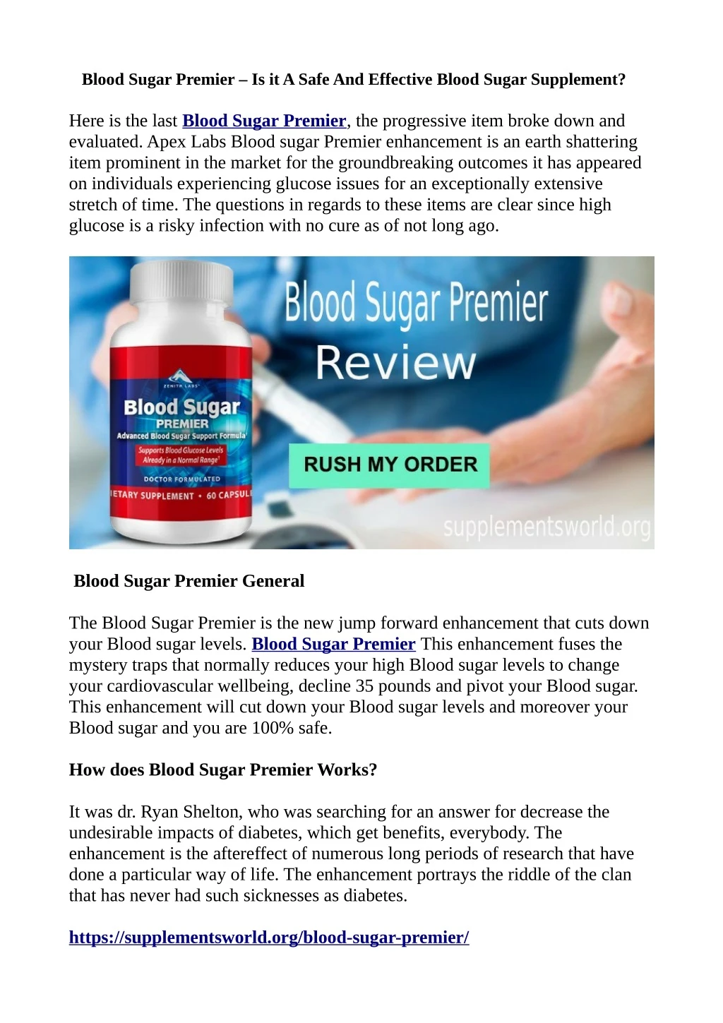 blood sugar premier is it a safe and effective