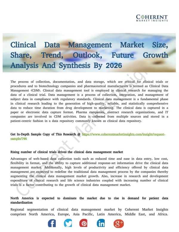 Clinical Data Management Market is Progressing Towards A Strong Growth By 2026