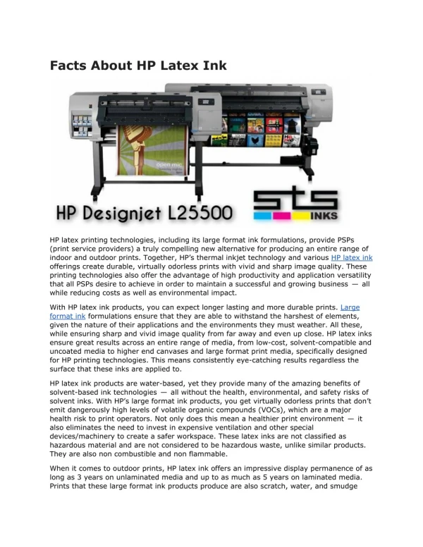 Facts About HP Latex Ink