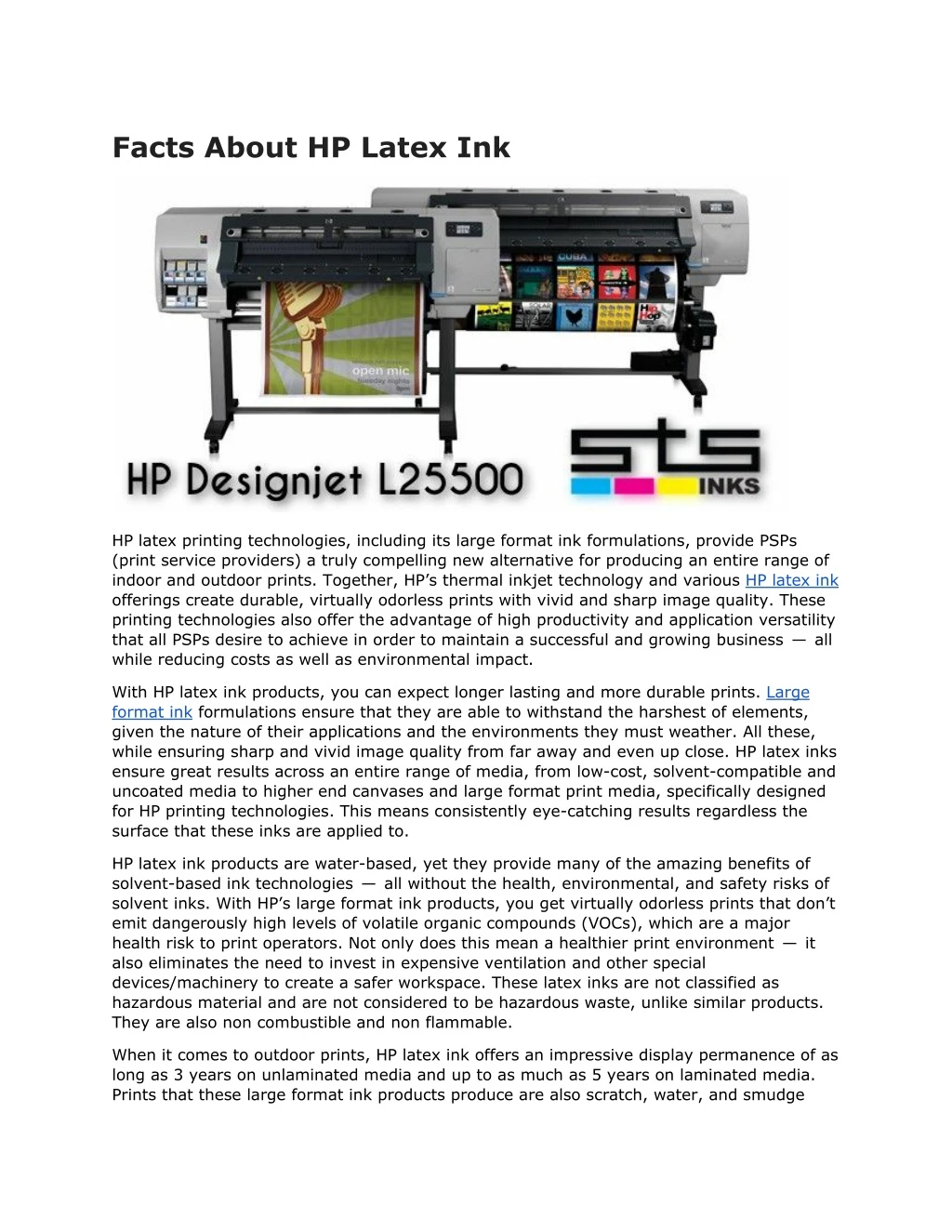 facts about hp latex ink