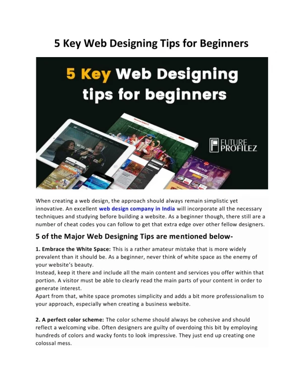 5 Key Web Designing Tips for Beginners