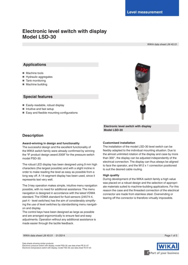 Wika Electronic level switch with display.pdf | Seeautomation & Engineers