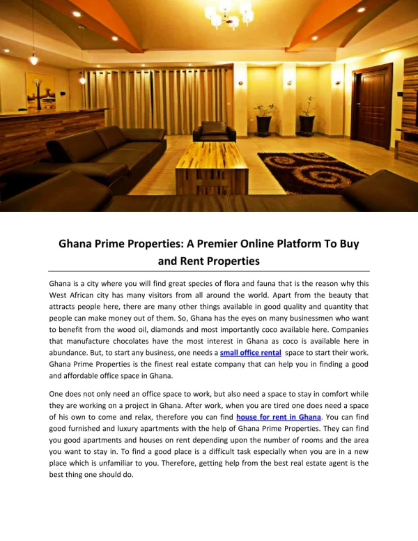 Ghana Prime Properties: A Premier Online Platform To Buy and Rent Properties