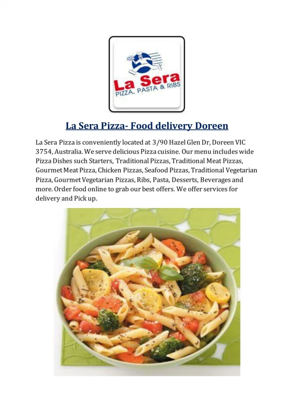 15% Off - La Sera Pizza Pasta and Ribs-Doreen