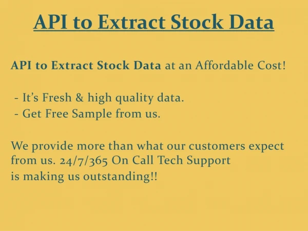 API to Extract Stock Data