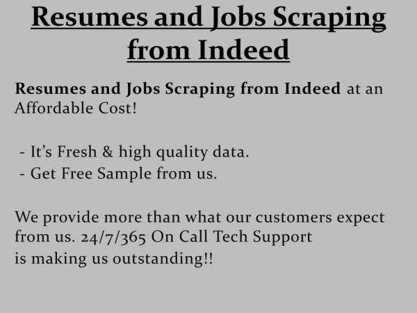 Resumes and Jobs Scraping from Indeed
