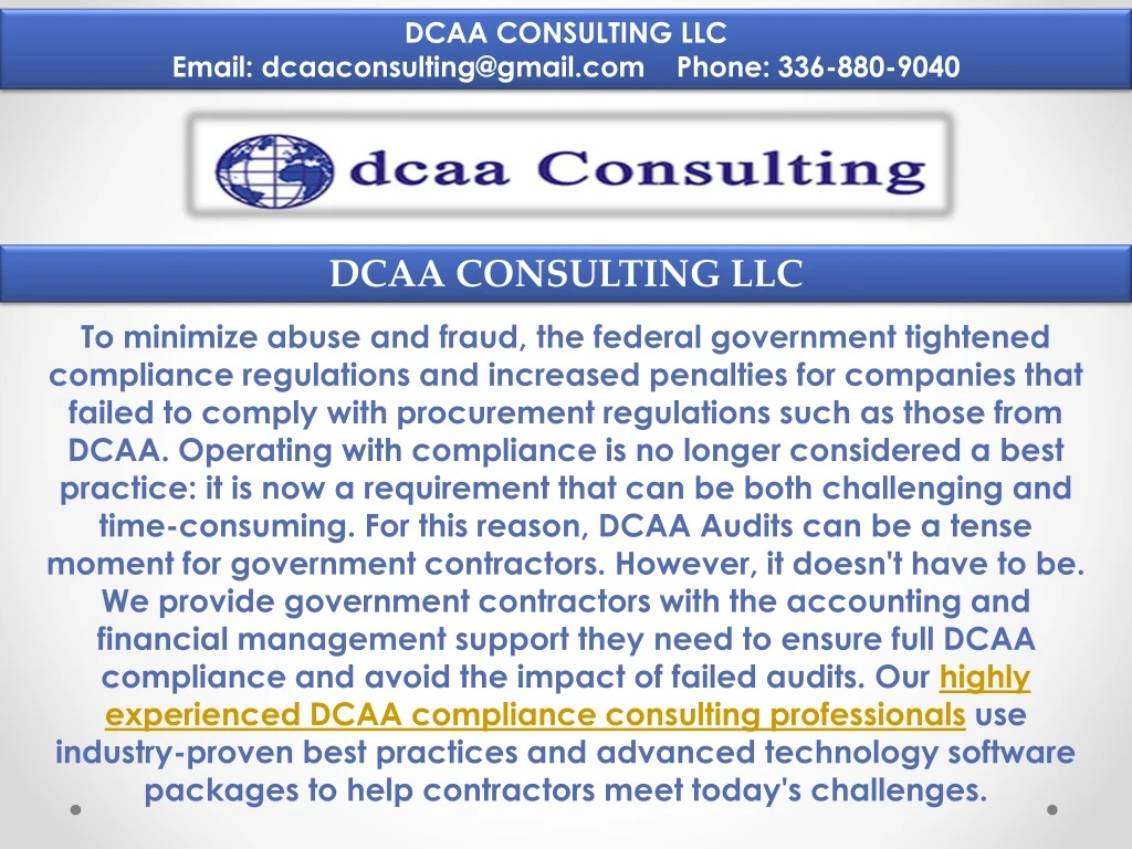 dcaa consulting llc email dcaaconsulting@gmail