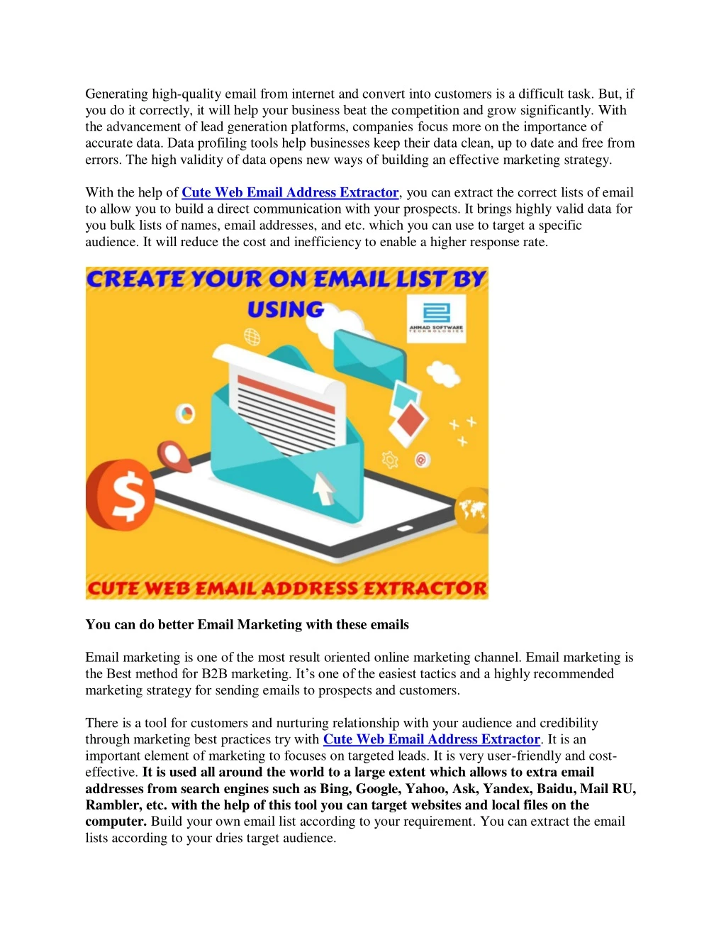 generating high quality email from internet