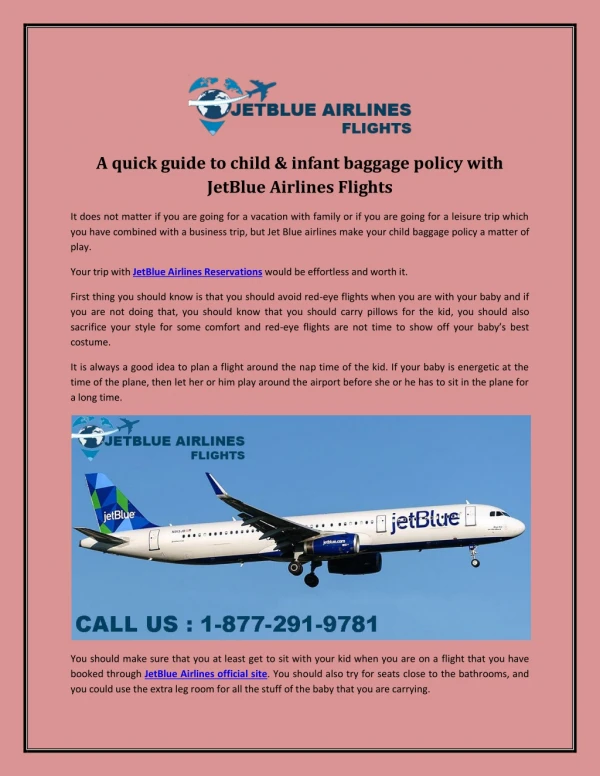 A quick guide to child & infant baggage policy with JetBlue Airlines Flights