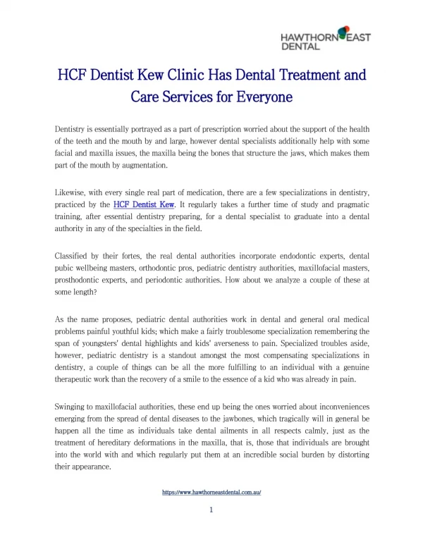 HCF Dentist Kew | Hawthorn East Dental