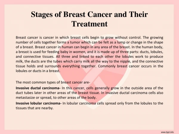 Stages of Breast Cancer and Their Treatment
