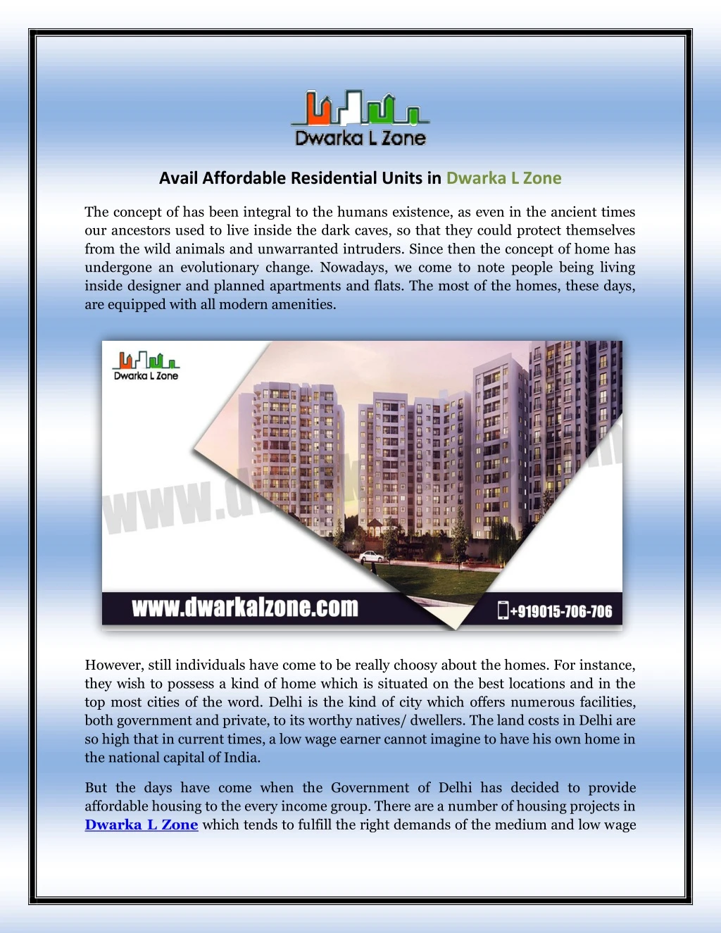 avail affordable residential units in dwarka