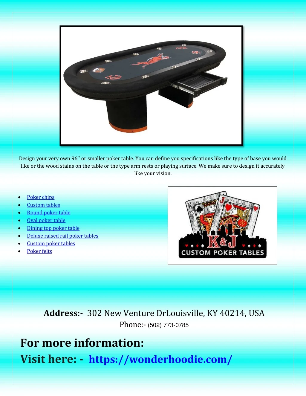 design your very own 96 or smaller poker table