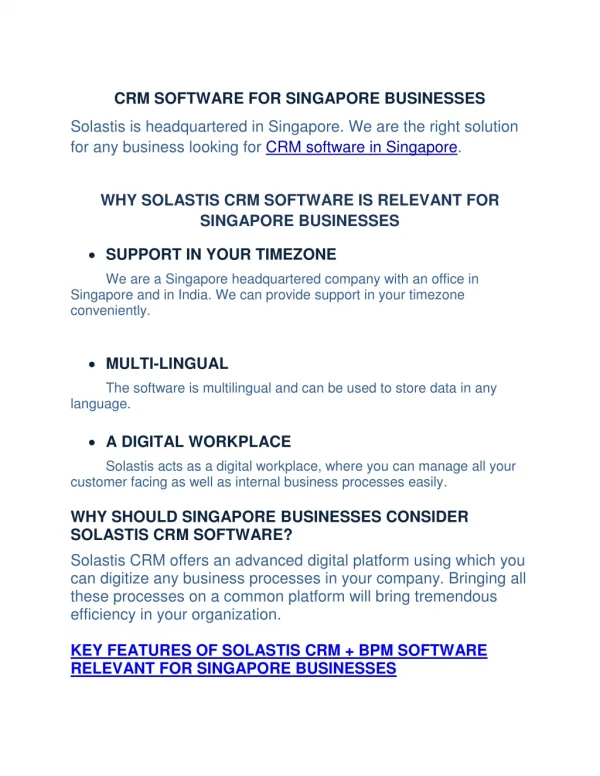CRM Software for Singapore - Solastis