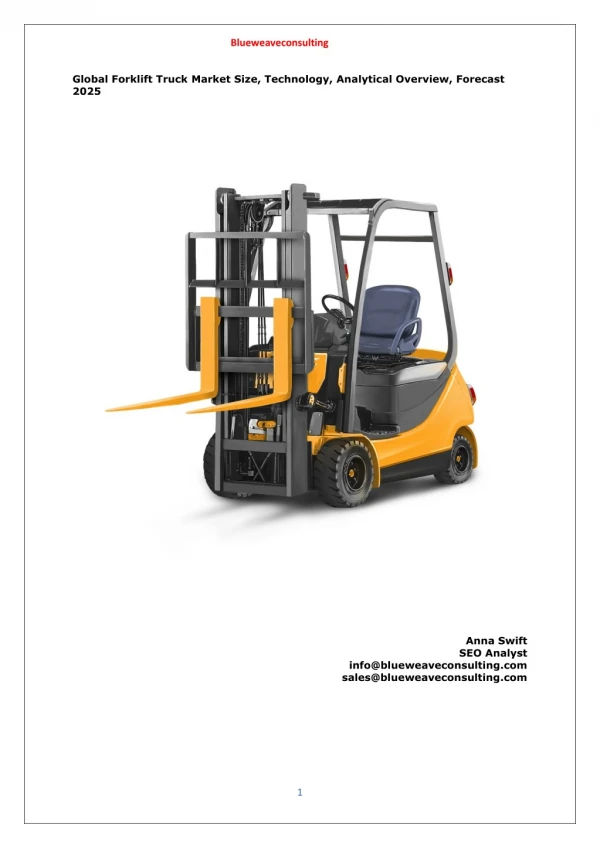 Forklift Truck Market Analysis by Trends, share, Top key players & Forecast to 2025