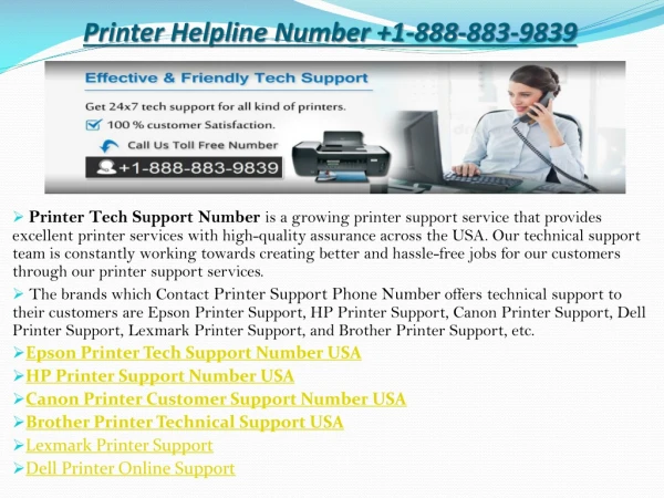 Printer Technical Support Number 1-888-883-9839