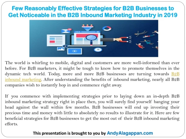 Few Reasonably Effective Strategies for B2B Businesses to Get Noticeable in the B2B Inbound Marketing Industry in 2019