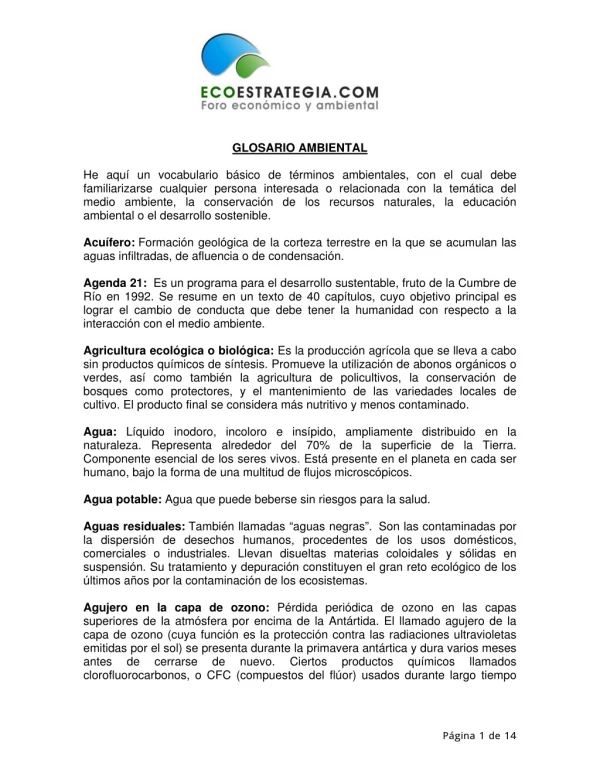 glosario ambiental