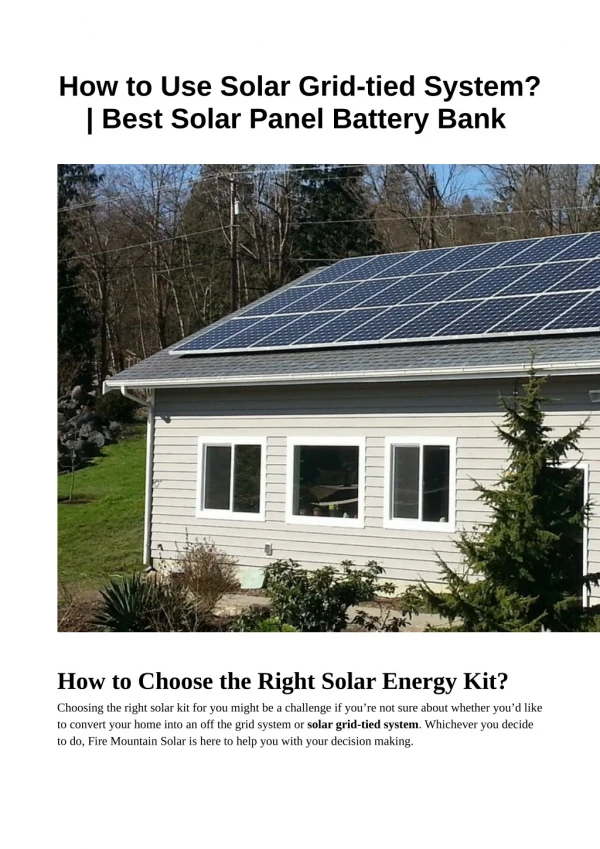 How to Choose the Right Solar Grid-Tied System?