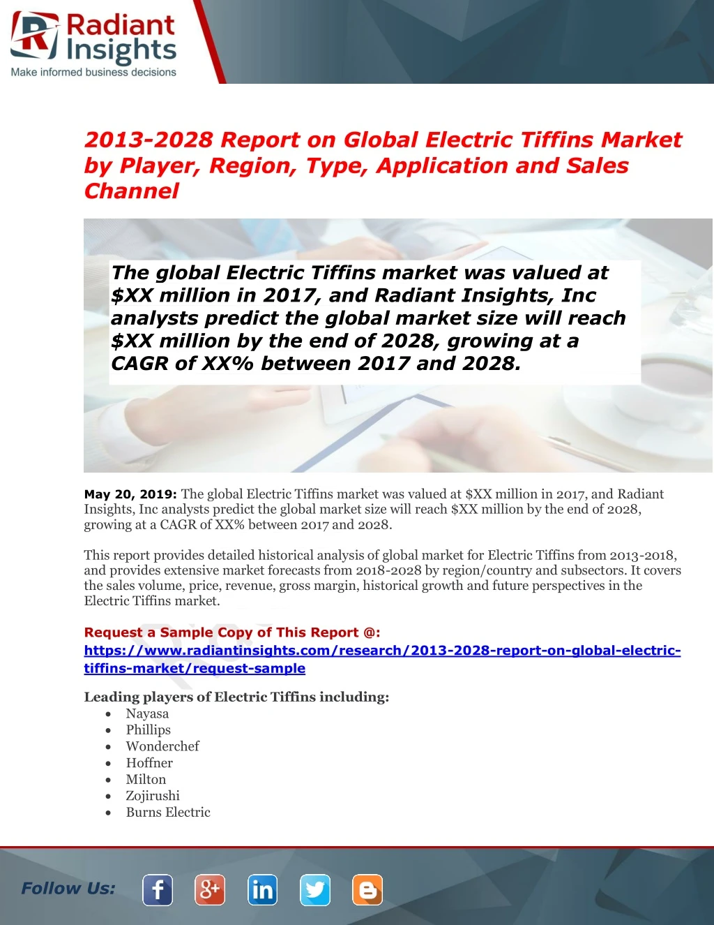 2013 2028 report on global electric tiffins