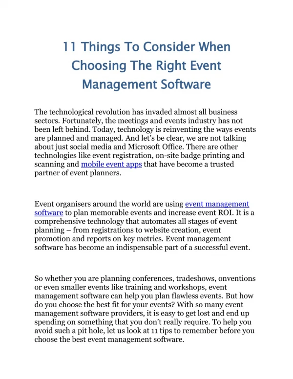 11 Things To Consider When Choosing The Right Event Management Software