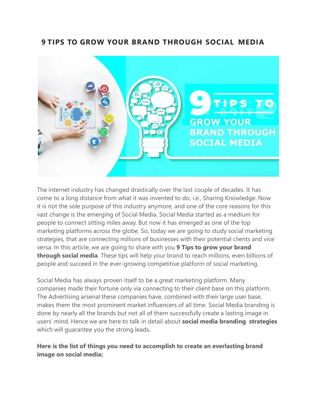 9 tips to grow your brand through social media