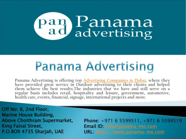 The Experts Panama Advertising Company in Dubai