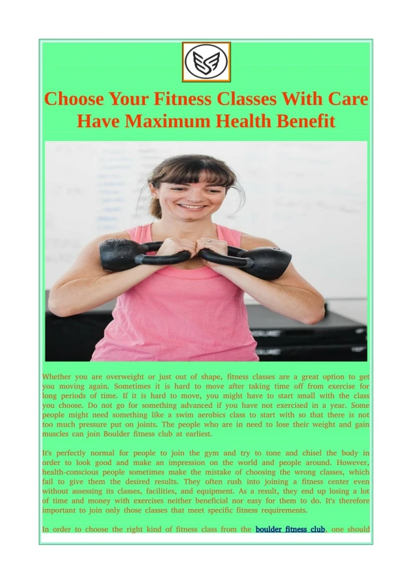 Choose Your Fitness Classes With Care Have Maximum Health Benefit
