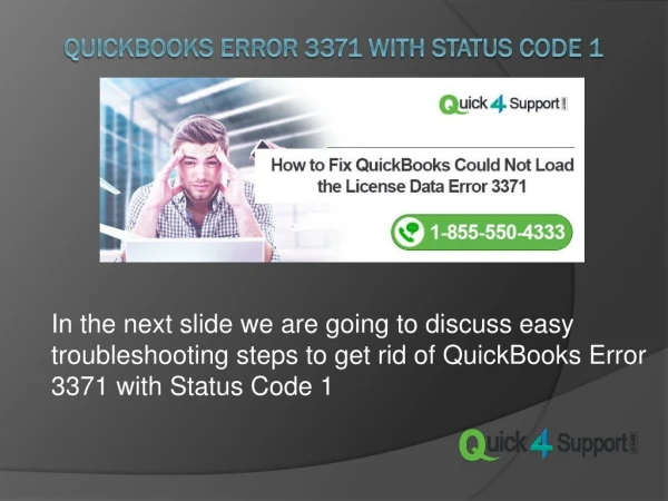 QuickBooks error 3371 with status code 1