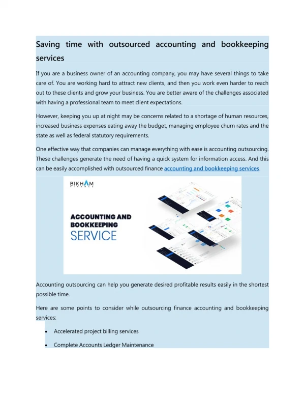 Saving time with outsourced accounting and bookkeeping services