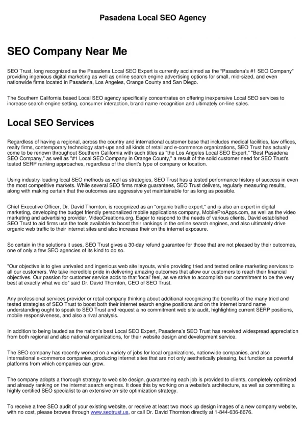 pasadena local seo agency