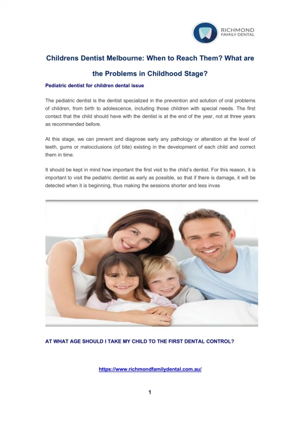 Childrens Dentistry Richmond | Children's Dentistry