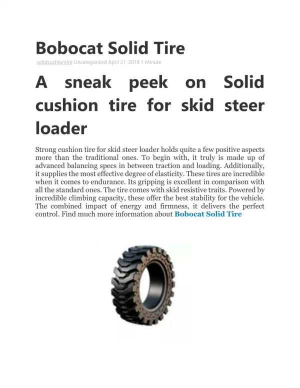Bobocat Solid Tire