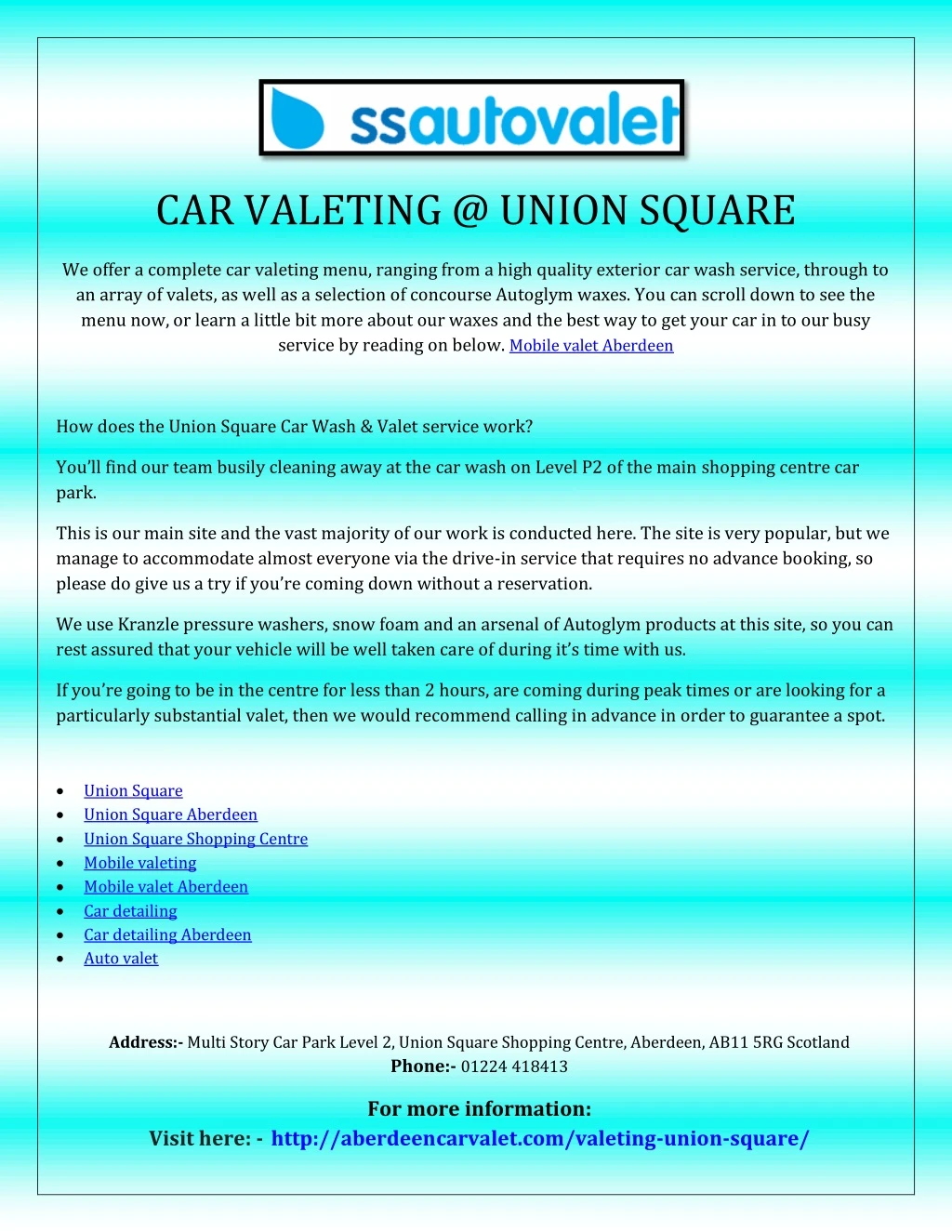 car valeting @ union square
