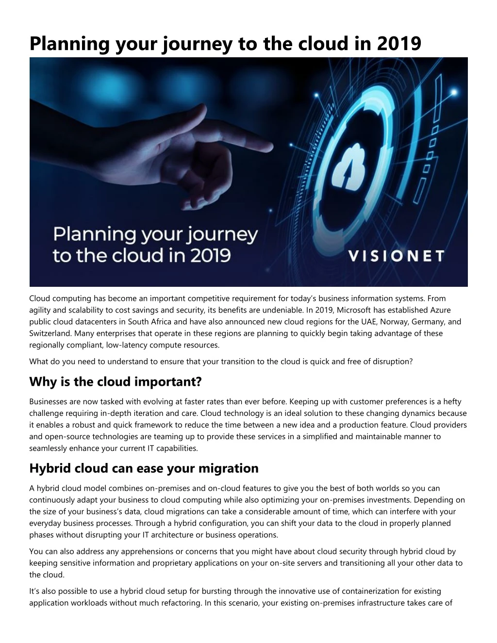 planning your journey to the cloud in 2019