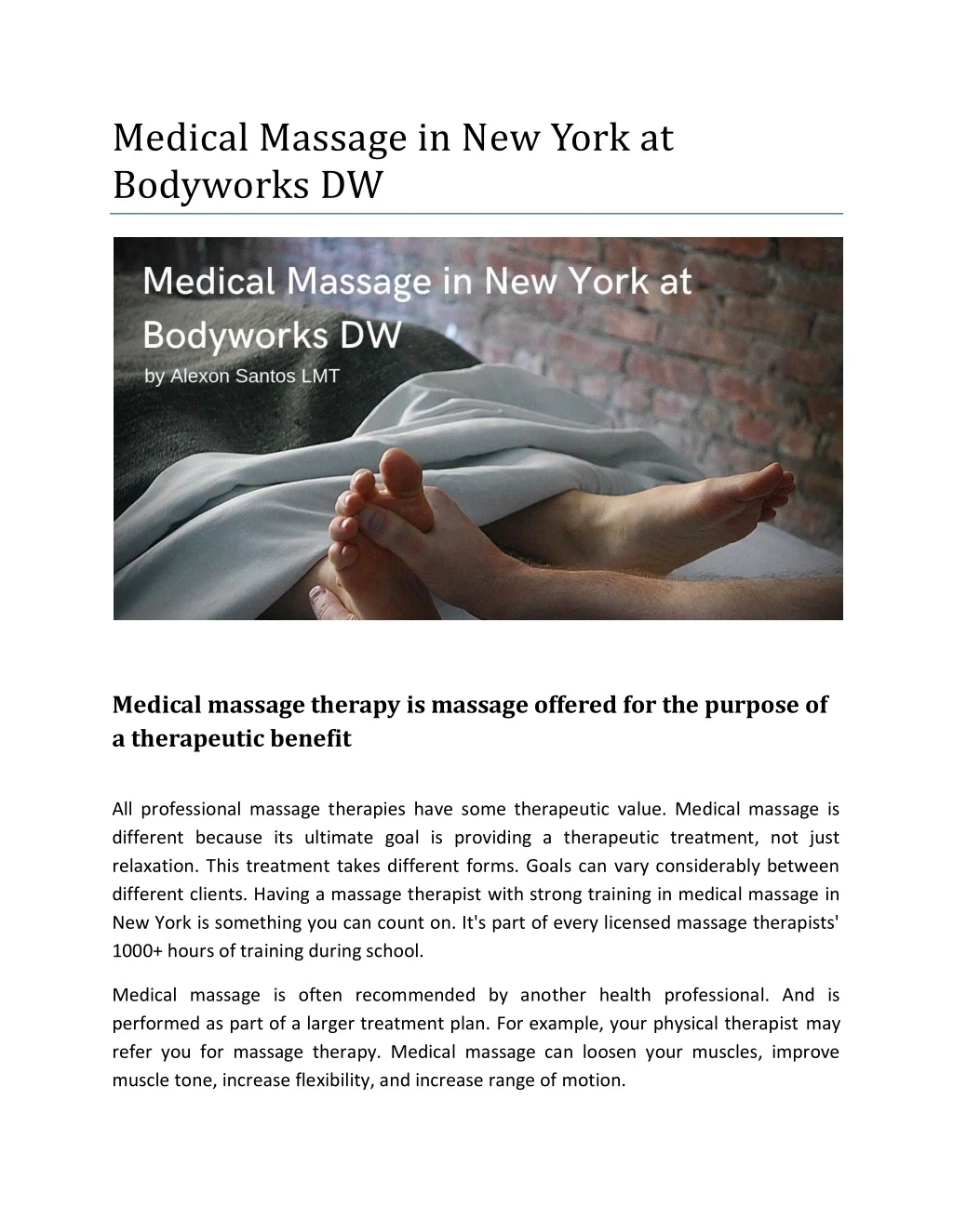 medical massage in new york at bodyworks dw