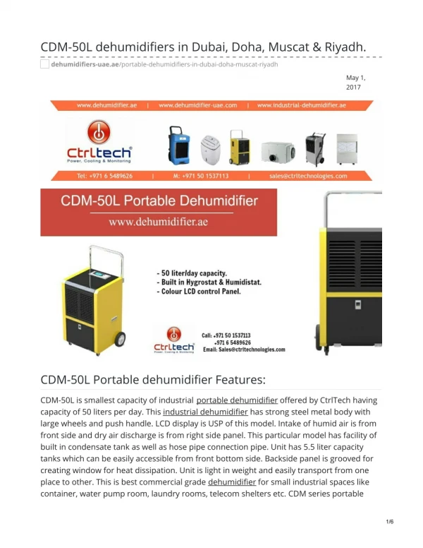 CDM-50L dehumidifiers in Dubai, Doha, Muscat & Riyadh. #PortableDehumidifier