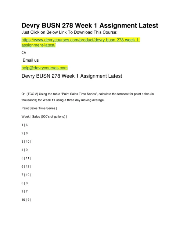 devry busn 278 week 1 assignment latest just