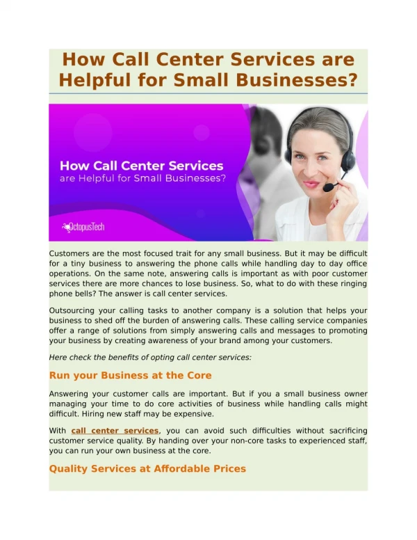 How Call Center Services are Helpful for Small Businesses?