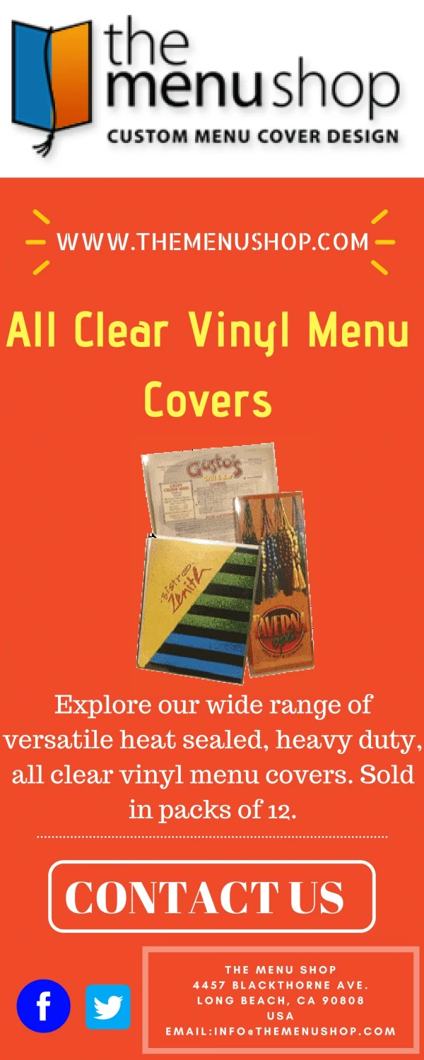 All Clear Vinyl Menu Cover | The Menu Shop