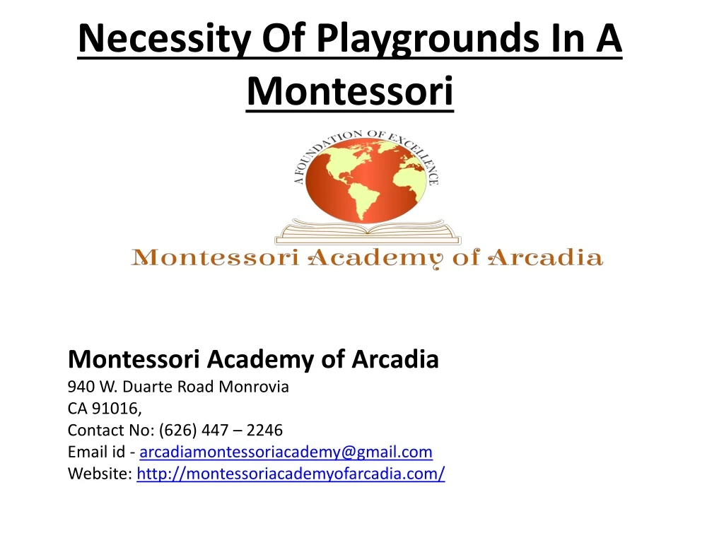 necessity of playgrounds in a montessori