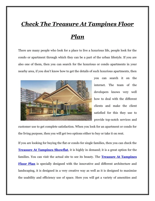 Check The Treasure At Tampines Floor Plan