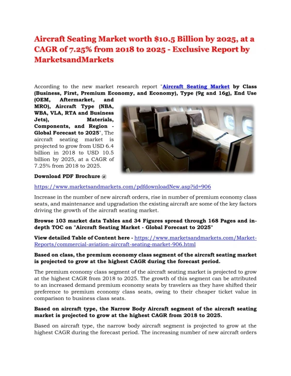 Aircraft Seating Market