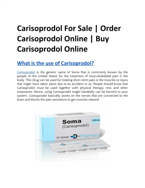 Carisoprodol for sale | order carisoprodol online | Buy Carisoprodol online
