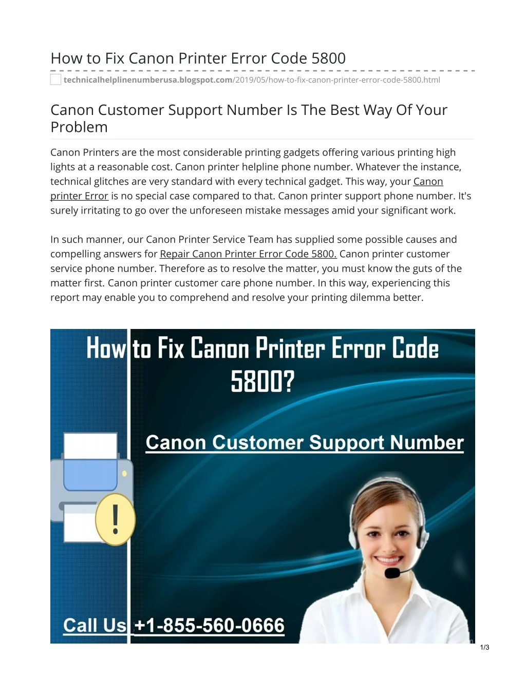how to fix canon printer error code 5800