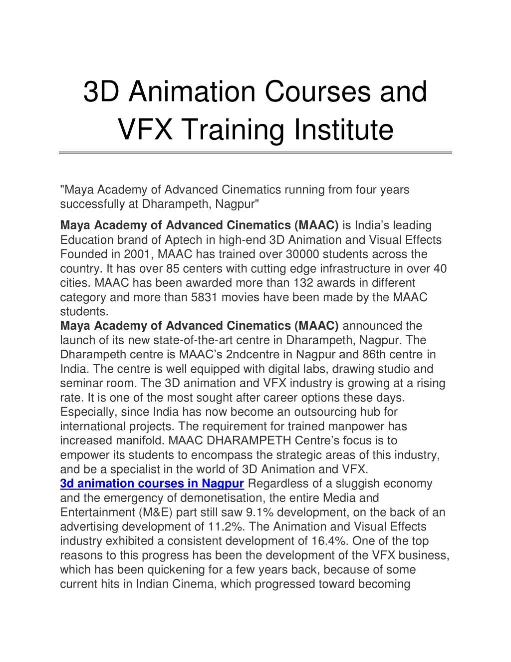 3d animation courses and vfx training institute