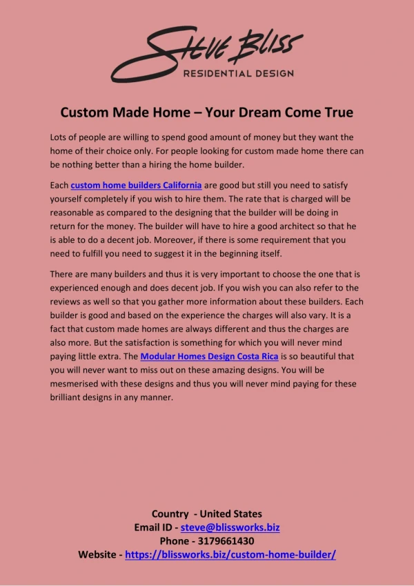 Custom Made Home – Your Dream Come True