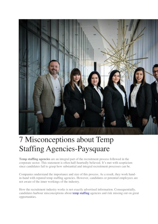 7 Misconceptions about Temp Staffing Agencies-Paysquare