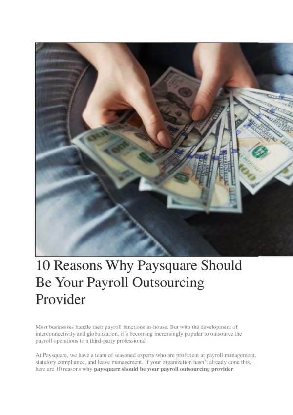 10 Reasons Why Paysquare Should Be Your Payroll Outsourcing Provider