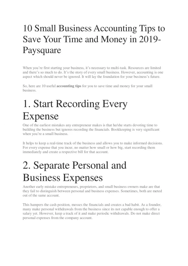 10 Small Business Accounting Tips to Save Your Time and Money in 2019-Paysquare